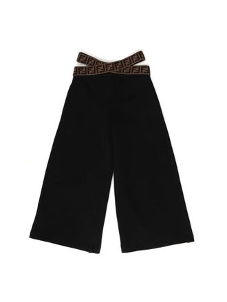 Fendi Wide Cotton Jersey Trousers - Black
