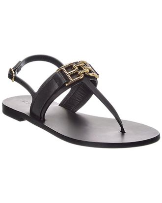 Bally Logo Positano Leather Flat Sandal