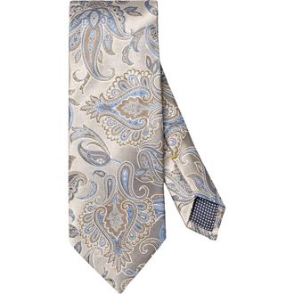 Eton Paisley Silk Tie in Light Grey at Nordstrom