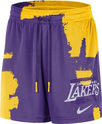 Nike Mens Los Angeles Lakers Courtside Jordan Dri-FIT NBA Mesh Practice Shorts in Purple | HV9707-504