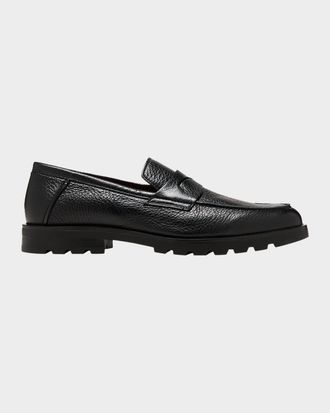 Santoni Men & apos;s Rock Deerskin Lug-Sole Penny Loafers