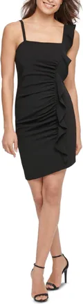 Guess Womens Ruffled Bodycon Dress Black Size 10