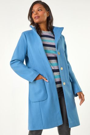 Roman Double Breasted Funnel Tie Waist Coat