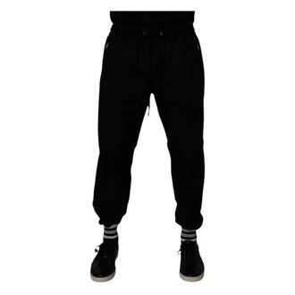 Dolce & Gabbana Broeken, Heren, Zwart, L, Katoen, Katoenen Joggingbroek