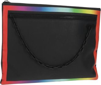 Louis Vuitton Pochette A4 Rainbow Taiga Leather Black Leather Briefcase Bag (Pre-Owned)