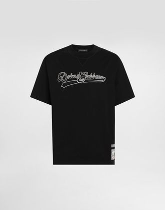 Dolce & Gabbana Cotton T-shirt With Embroidery - Man T-shirts And Polos Black 44