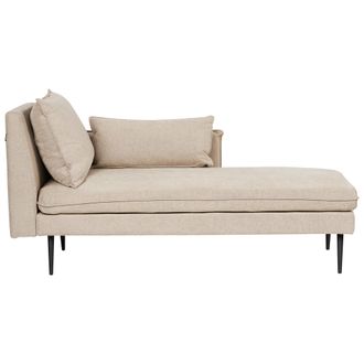 Beliani Chaise Longue A La Izquierda Con Cojines Fabricada En Poli&eacute;ster Beige Yerres