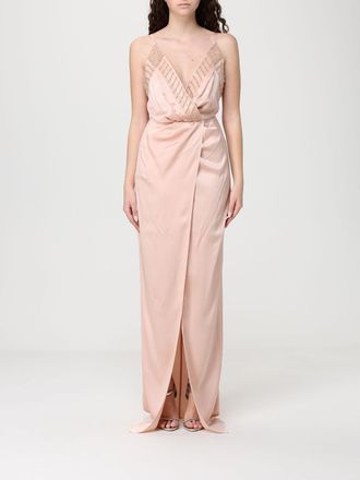 Elisabetta Franchi Long Satin Dress with Sequins