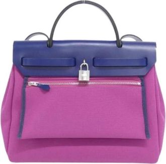 Herm&egrave;s Pre-owned Herbag Zip PM Canvas Vache Hunter Bag - Dames - Vintage Handtas - Roze - ONE Size - Leer - Vintage
