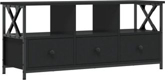 vidaXL Vidaxl - Mueble de tv hierro y madera contrachapada negro 102x33x45 cm