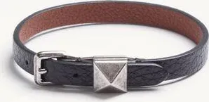 Valentino Garavani Bracciale Rockstud Valentino in Pelle Uomo NERO UNI