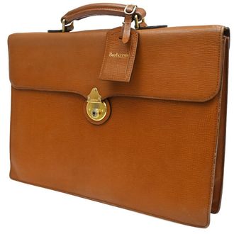 Burberry Dk88 Briefcase Bag Leather Brown Leather Briefcase Bag (Pre-Owned)