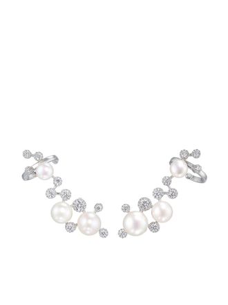 Anabela Chan 18kt witgouden Constellation oorcuffs met parel - Zilver