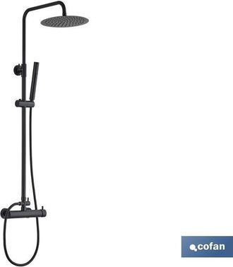 cofan Columna Ducha Negra Con Grifo Monomando 80-140, Columna De Ducha Con Grifer&iacute;a Monomando En Acabado Negro Mate, Caracterizada Por Su Sencillez, Funcion