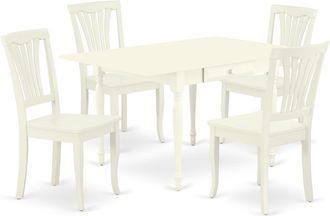 East West Furniture Dining Room Set Linen White, MZAV5-LWH-W