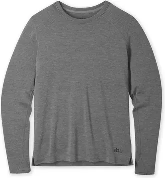 Stio | Mens Basis PeakWool Midweight Crew Long Sleeve Top, Size Extra Large in Magnet Heather