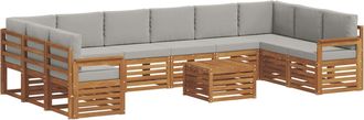 vidaXL Conjunto De Sof&aacute;s De Exterior 11 Uds. Gris Natural Y Claro Vidaxl