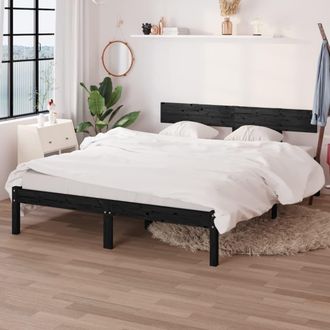 vidaXL Vidaxl - Estructura De Cama Sin Colch&oacute;n Madera Maciza Negro 120x200 Cm