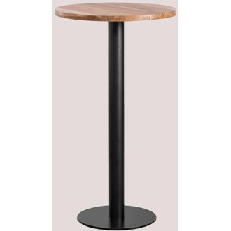 Sklum Mesa Alta De Bar Redonda En Madera De Acacia Macchiato Sklum