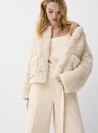 LaMarque Womens Emilia patch pockets boucl&eacute; high-pile fleece Blazer Jacket