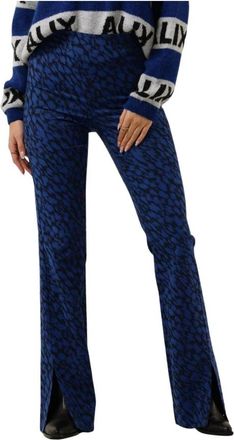 ALIX The Label Dierenprint Flared Broek - Dames - Slim Fit Broeken - Blauw - S - Broeken