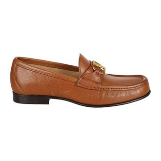 Valentino Garavani Loafers, female, Brown, Size: 7 1/2 US VLogo Signature Buffalo Leather Loafer