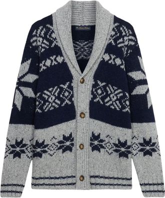 Brooks Brothers Truien & Vesten, Heren, Grijs, L, Wol, Donegal Jacquard Sjaalkraag Vest