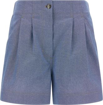 Moncler Light Blue Chambray cotton shorts