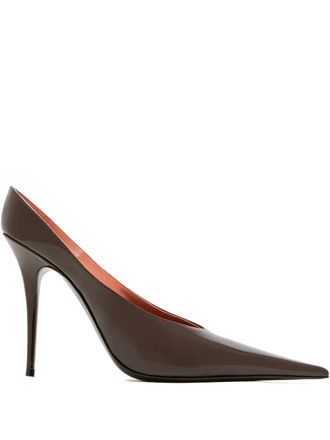 Amina Muaddi 105mm Anok pointed pumps - Brown