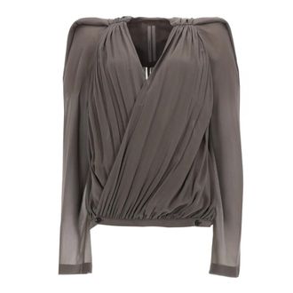 Rick Owens Maria Draped V-neck Jacket - Blouses & Shirts - Mujer - Gris - M