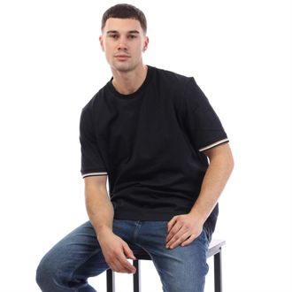 HUGO BOSS Heren Handtekening Strepen Regular T-shirt (Donkerblauw)