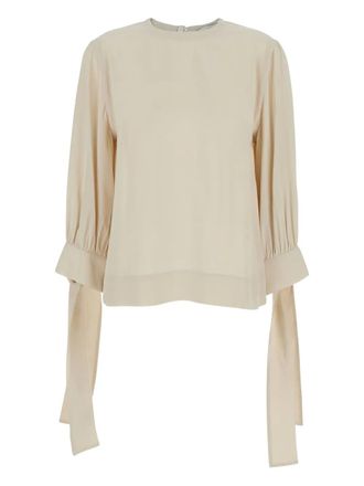Tela balloon-sleeve tie-cuff blouse - Neutrals