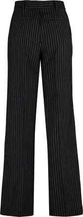 Michael Michael Kors Womens Wool Blend Pin-Striped Trousers Black Wide-Leg