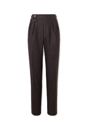 Brunello Cucinelli Straight-Leg Pleated Prince of Wales Wool, Cashmere and Silk-Blend Suit Trousers