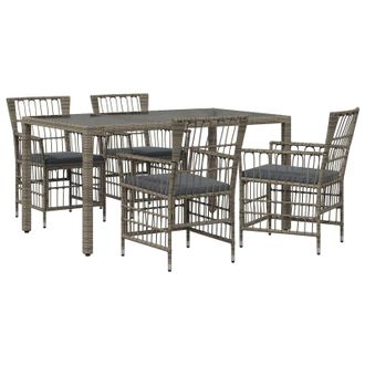 vidaXL Set Da Pranzo Per Esterni 5 Pz Grigio Polyrattan Vidaxl