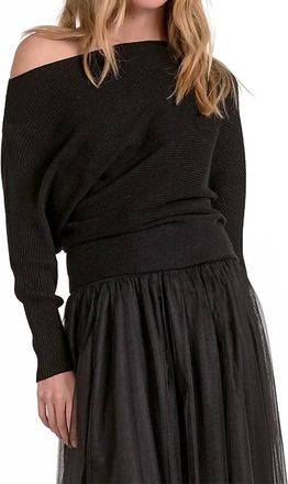 Elan Off Shoulder Rib Knit Top In Black