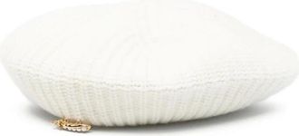 Vivetta White Ribbed Texture Gold Embellishment Pearl Bow