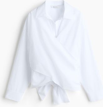 H&M Bluse mit Bindedetail - Weiss
