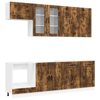 vidaXL Unidad De Cocina Porto 8 Uds. Roble Ahumado Vidaxl