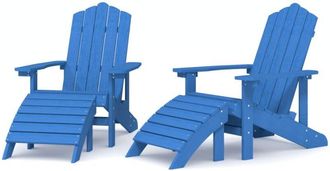 vidaXL Garden Adirondack Chairs 2 pcs with Footstools HDPE Aqua Blue vidaXL