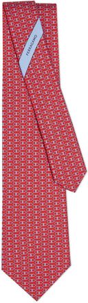 Ferragamo Gancini print tie - men - Silk/Wool - One Size - Red