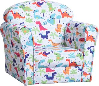 HOMCOM Homcom - Sill&oacute;n Infantil Para Ni&ntilde;os Mayores De 18 Meses -3 A&ntilde;os Estampado De Dinosaurios 50x39x44 Cm