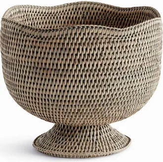 Napa Home & Garden Burma Rattan Footed Cachepot in Gray at Nordstrom