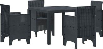 vidaXL Conjunto De Comedor De Jard&iacute;n 5 Pcs Antracita Ratan Polt Vidaxl