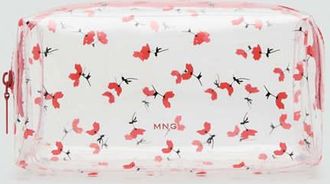 Mango Necessaire grande floreale trasparente rosso - Donna - Taglia unica - MANGO