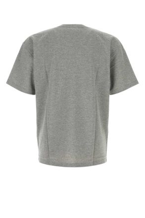 Saint Laurent Mens Grey Piquet T-Shirt Grischinejaune Exterior: Cotton Polyester