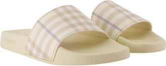 Burberry Womens Lfurley Large Check Sandals - Burberry Synthetic Ivory Shoes