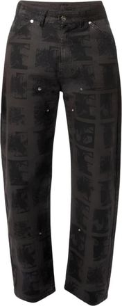Rassvet Flowers Fake Double Knee Broeken - Heren - Loose Fit Jeans - Zwart - M - Jeans