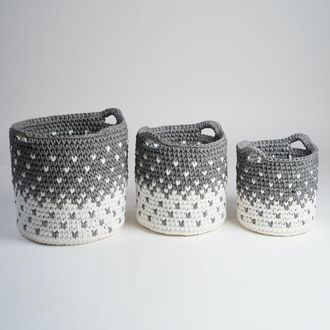 Wanda Collection Wanda Collection - 3 Cestas De Cuerda Gris Y Blanco Elly
