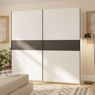 Dmora Armario Guardarropa 2 Puertas Nalika, Ropero Para Dormitorio, 2 Estantes, Perchero, 200x204h Cm Blanco